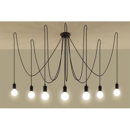 Hängeleuchte EDISON 7 7xE27/60W/230V Spinne schwarz