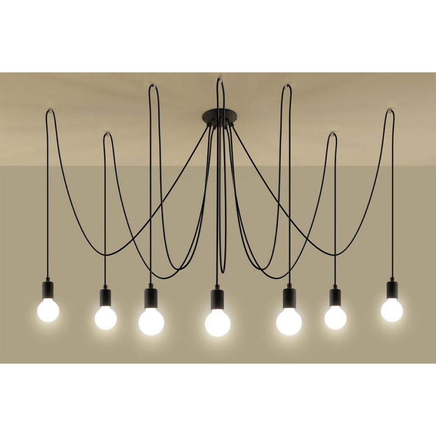 Hängeleuchte EDISON 7 7xE27/60W/230V Spinne schwarz