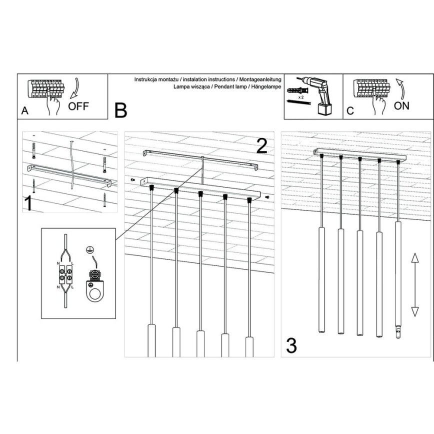 Hängeleuchte an Schnur PASTELO 5xG9/8W/230V weiß