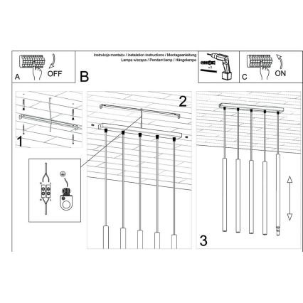 Hängeleuchte an Schnur PASTELO 5xG9/8W/230V schwarz