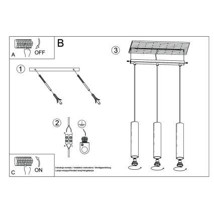 Kronleuchter an einer Litze LINO 3xGU10/40W/230V