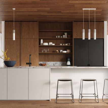 Deckenleuchte an Seil BORGIO 3xGU10/40W/230V Beton/Metall Weiß