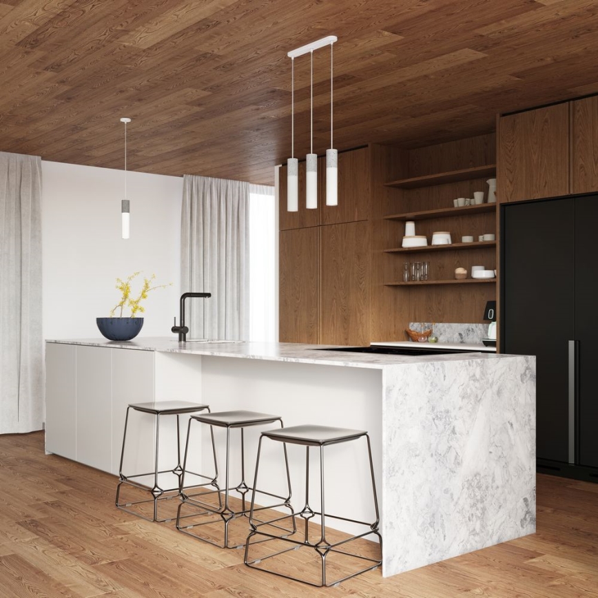 Deckenleuchte an Seil BORGIO 3xGU10/40W/230V Beton/Metall Weiß