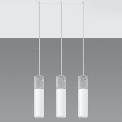 Deckenleuchte an Seil BORGIO 3xGU10/40W/230V Beton/Metall Weiß