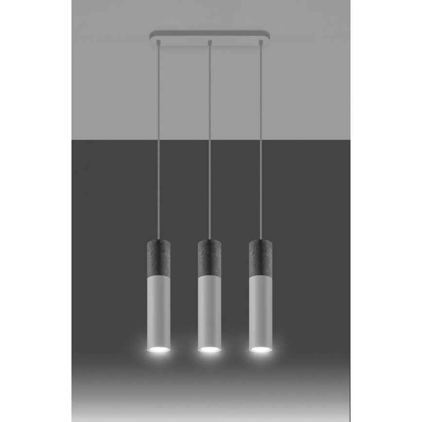 Deckenleuchte an Seil BORGIO 3xGU10/40W/230V Beton/Metall Weiß