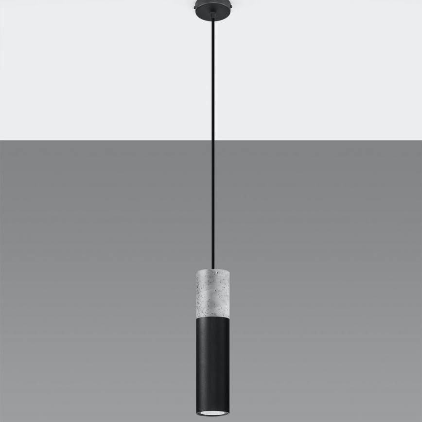 Deckenleuchte an Kabel BORGIO 1xGU10/40W/230V Beton/Metall Schwarz