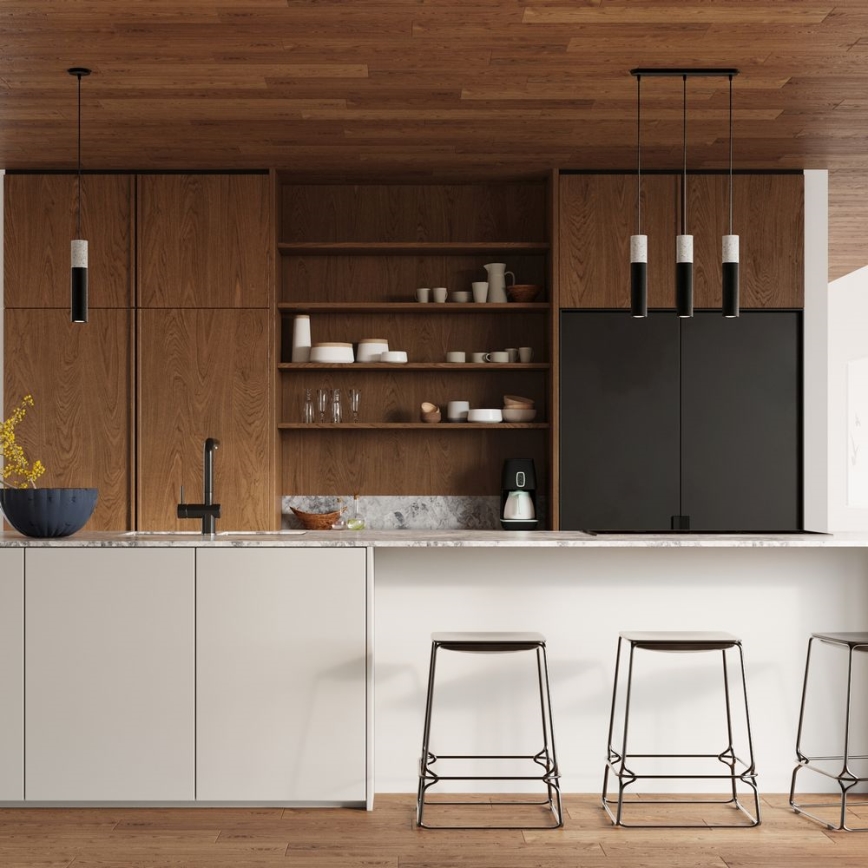 Deckenleuchte an Kabel BORGIO 2xGU10/40W/230V Beton/Metall Schwarz