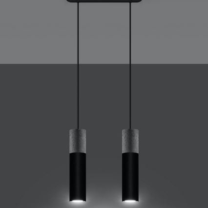 Deckenleuchte an Kabel BORGIO 2xGU10/40W/230V Beton/Metall Schwarz