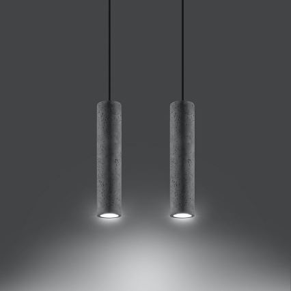 Deckenleuchte an Kabel LUVO 2xGU10/40W/230V Beton/Schwarz