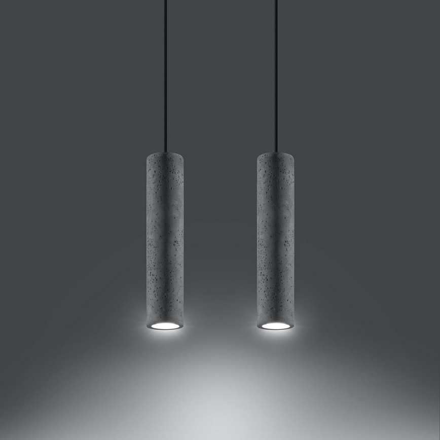 Deckenleuchte an Kabel LUVO 2xGU10/40W/230V Beton/Schwarz