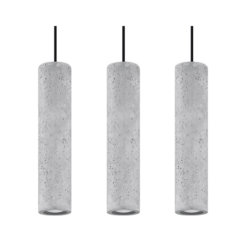 Deckenleuchte an Kabel LUVO 3xGU10/40W/230V Beton/Schwarz