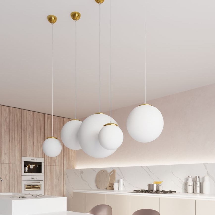 Elegante Pendelleuchte TOYA, 1xE27/60W/230V, Ø 30 cm, weiß/gold