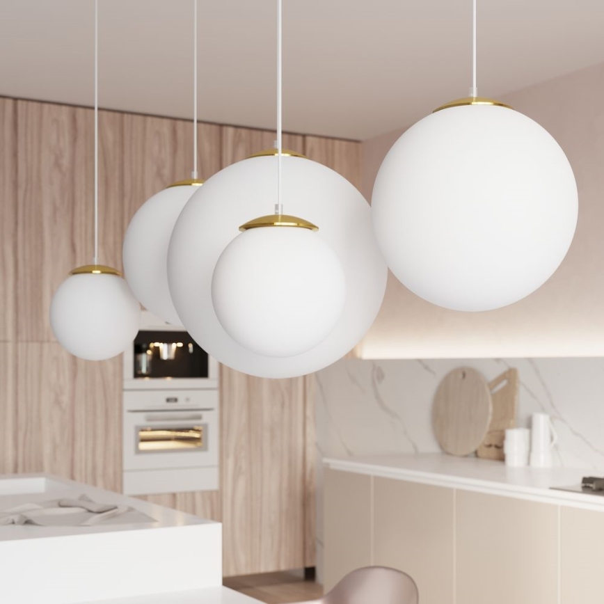Elegante Pendelleuchte TOYA, 1xE27/60W/230V, Ø 30 cm, weiß/gold
