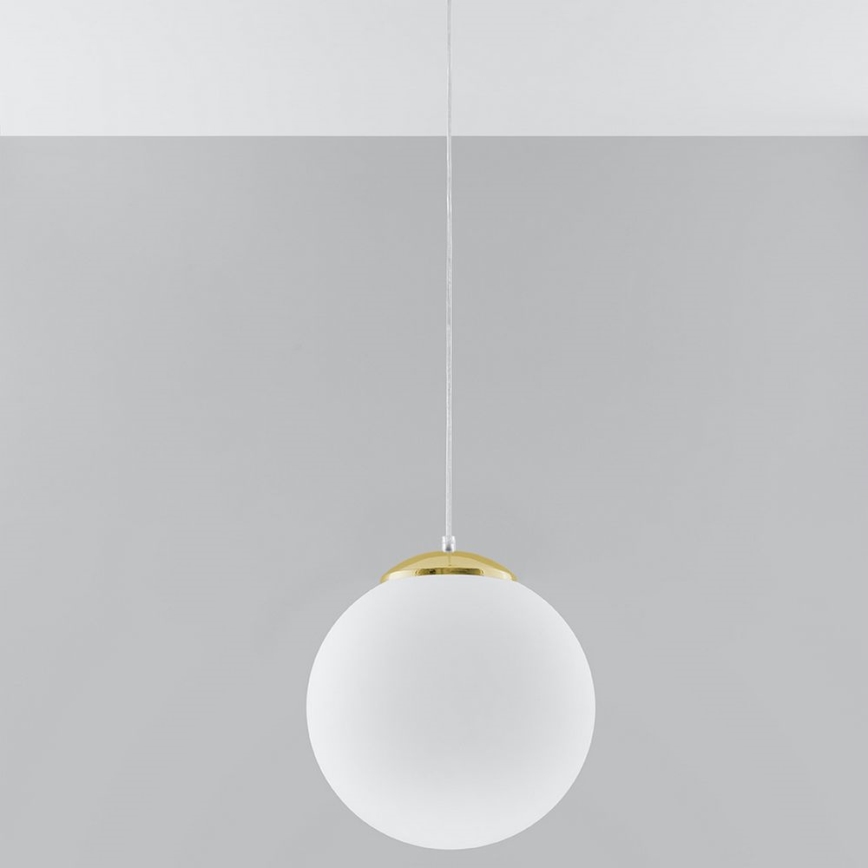 Elegante Pendelleuchte TOYA, 1xE27/60W/230V, Ø 30 cm, weiß/gold
