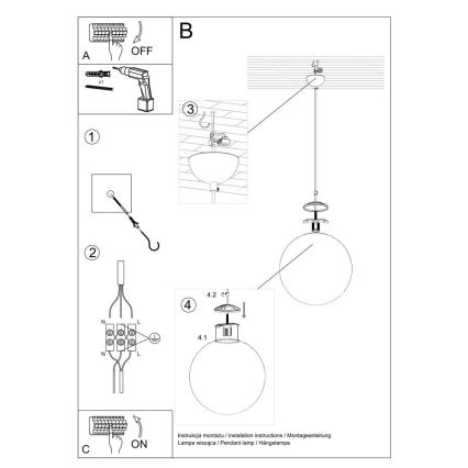 Elegante Pendelleuchte TOYA, 1xE27/60W/230V, Ø 30 cm, weiß/gold
