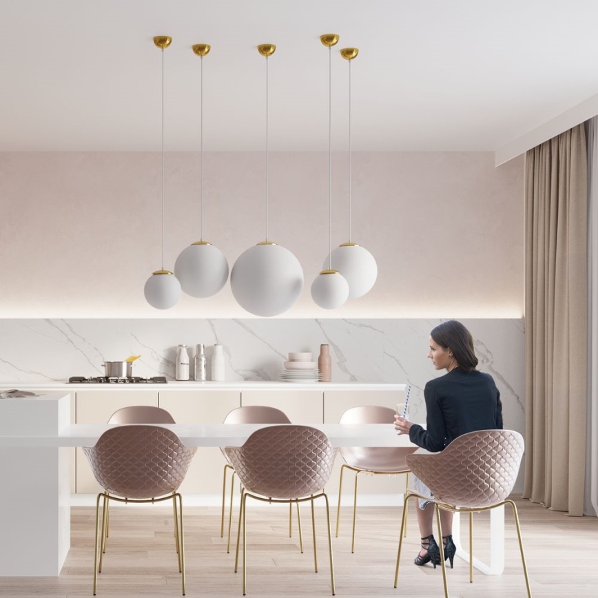 Hängeleuchte TOYA mit Kabelaufhängung, 1x E27/60W/230V, Ø 40 cm, Weiß/Gold