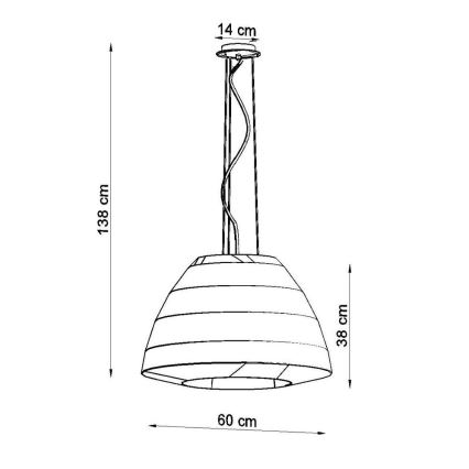 Kronleuchter an Schnur BELLA 3xE27/60W/230V d. 60 cm weiß