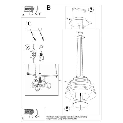 Kronleuchter an Schnur BELLA 3xE27/60W/230V d. 60 cm weiß