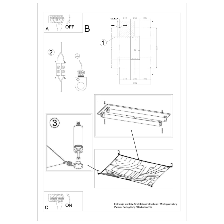 LED Deckenleuchte LUNA 2xG13/8,5W/230V 80x105 cm weiß