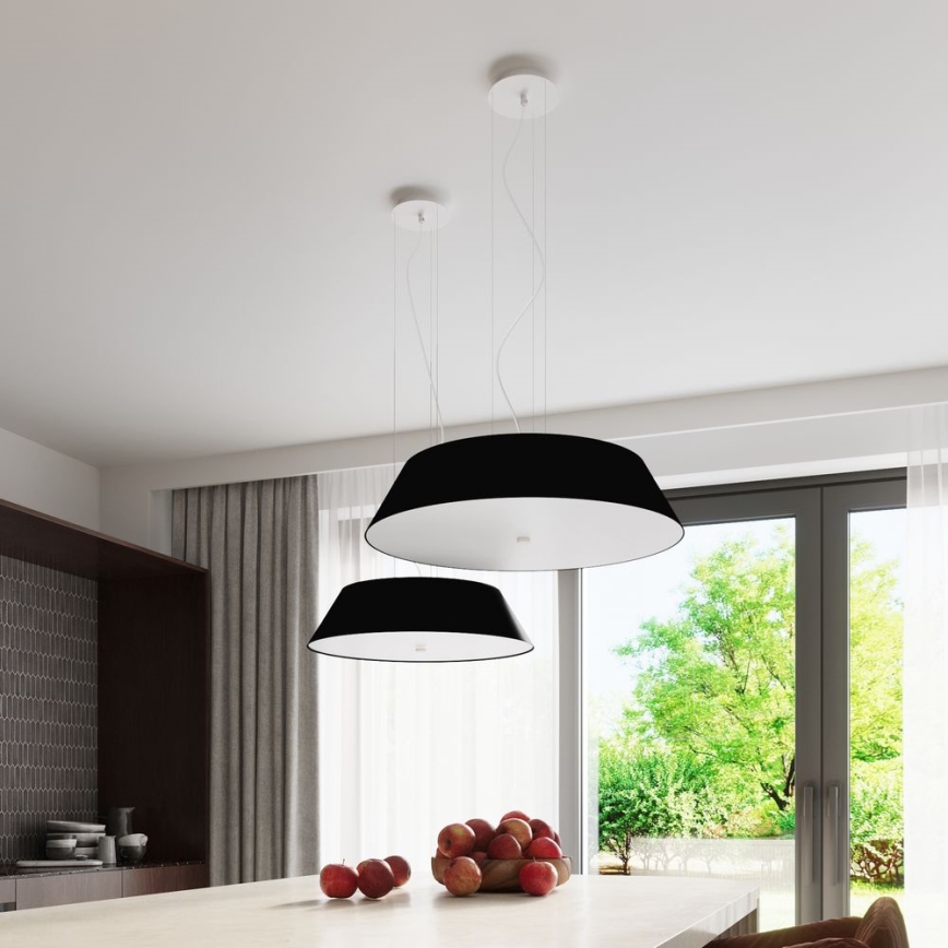 Kronleuchter an Schnur VEGA 5xE27/60W/230V d. 60 cm schwarz