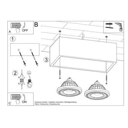 Deckenleuchte QUATRO AR111 2xGU10/40W/230V Beton