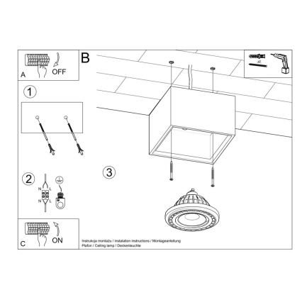 Deckenleuchte QUATRO AR111 1xGU10/40W/230V Buche