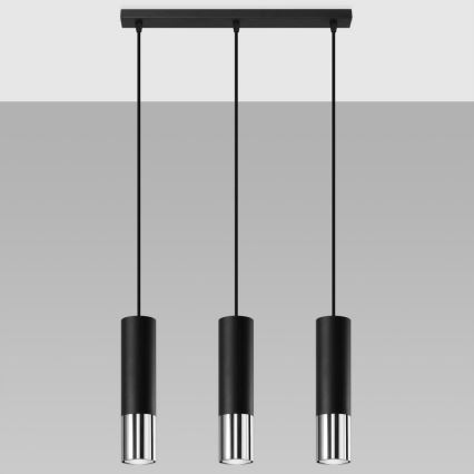 Hängeleuchte LOOPEZ 3xGU10/10W/230V schwarz/glänzendes Chrom