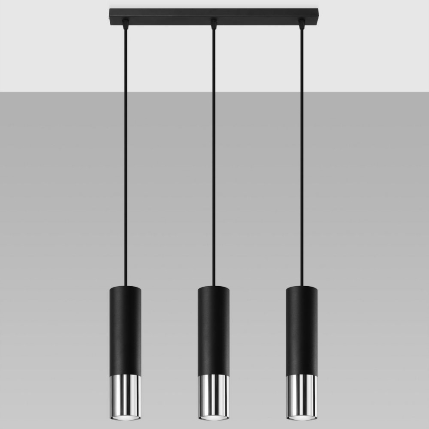 Hängeleuchte LOOPEZ 3xGU10/10W/230V schwarz/glänzendes Chrom