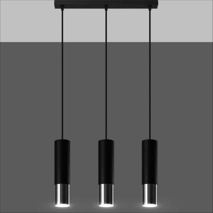 Hängeleuchte LOOPEZ 3xGU10/10W/230V schwarz/glänzendes Chrom