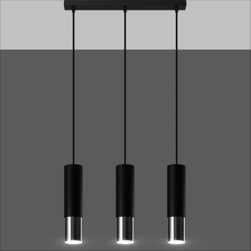 Hängeleuchte LOOPEZ 3xGU10/10W/230V schwarz/glänzendes Chrom