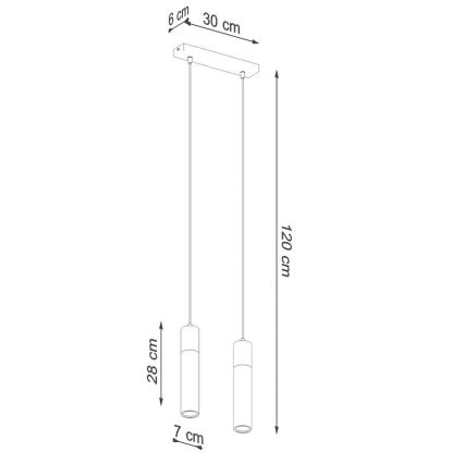 Hängeleuchte an Schnur ZANE 2xGU10/40W/230V Beton/Birke/Buche