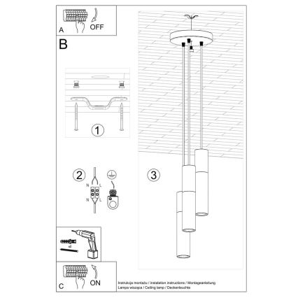 Hängeleuchte BORGIO 3xGU10/40W/230V Beton/Metall weiß