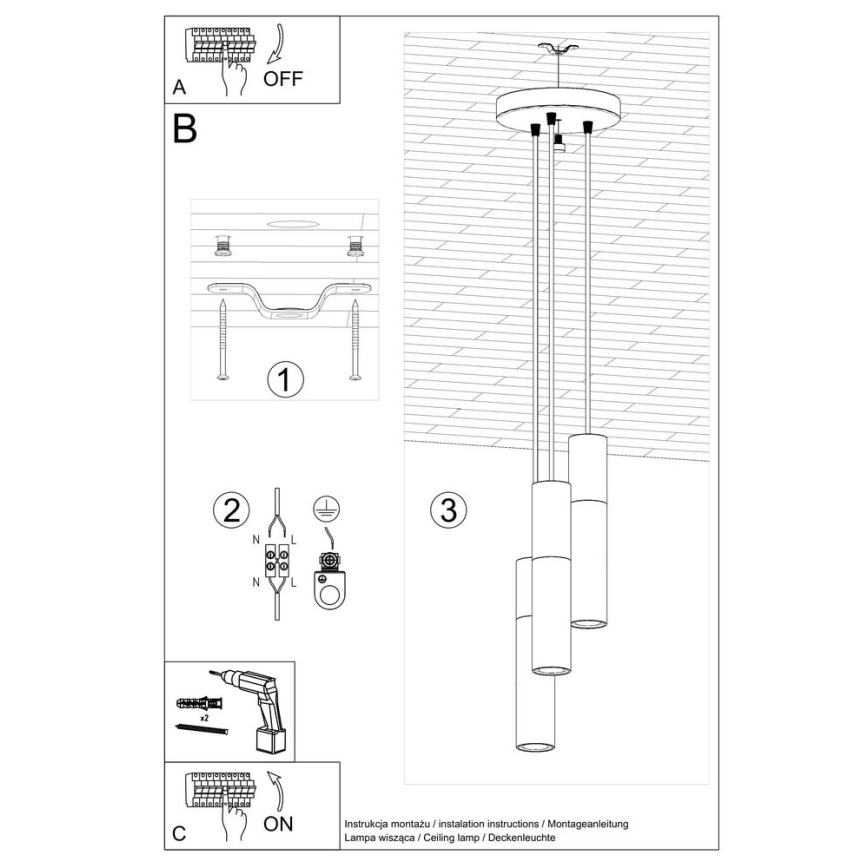 Hängeleuchte BORGIO 3xGU10/40W/230V Beton/Metall weiß