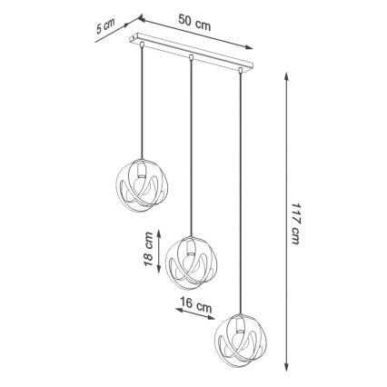 Hängeleuchte TULOS 3xE27/60W/230V weiß