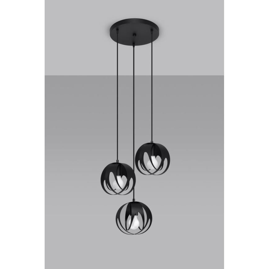 Hängeleuchte TULOS 3xE27/60W/230V schwarz