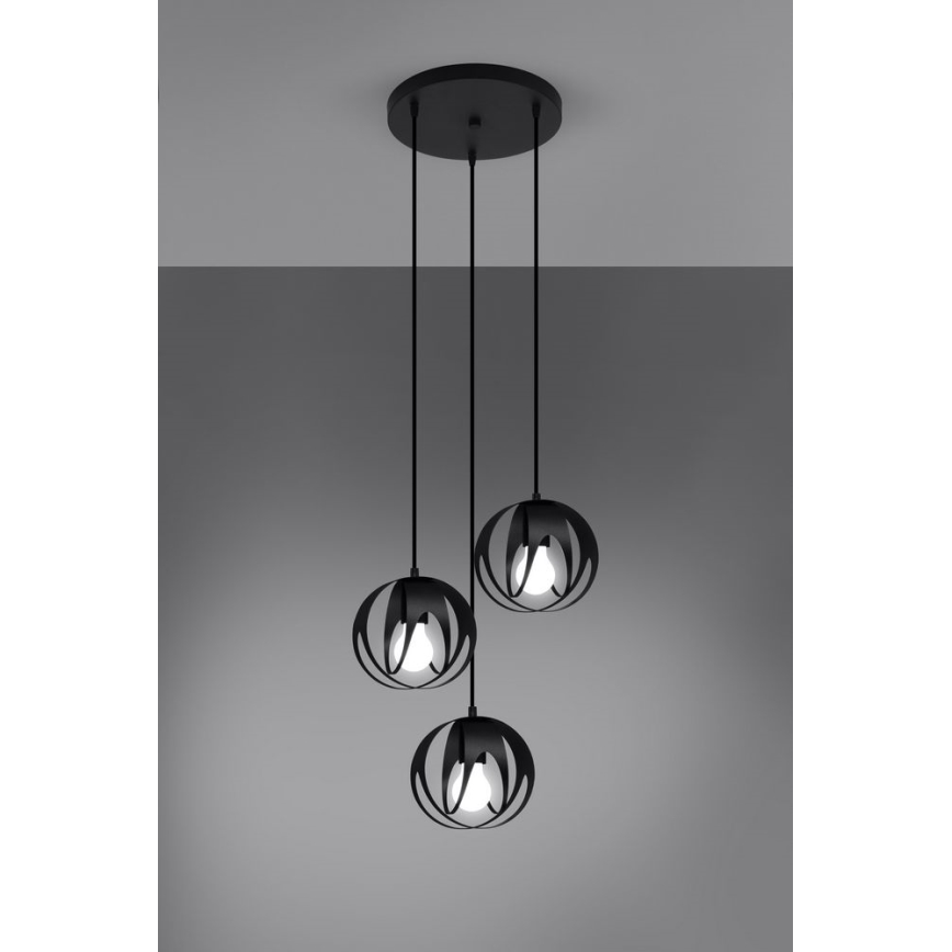 Hängeleuchte TULOS 3xE27/60W/230V schwarz