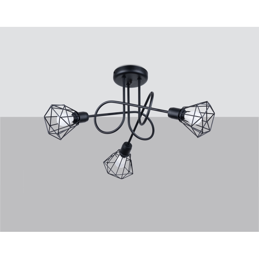 Deckenleuchte an Stange ARTEMIS 3xE14/40W/230V Schwarz