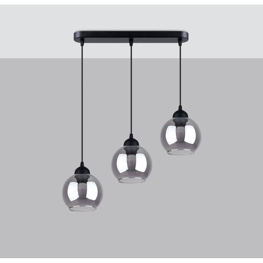 Deckenleuchte an Kabel ALINO 3xE27/60W/230V schwarz