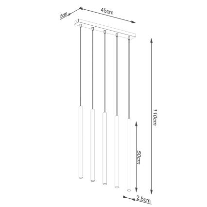 Hängeleuchte an Schnur PASTELO 5xG9/8W/230V golden