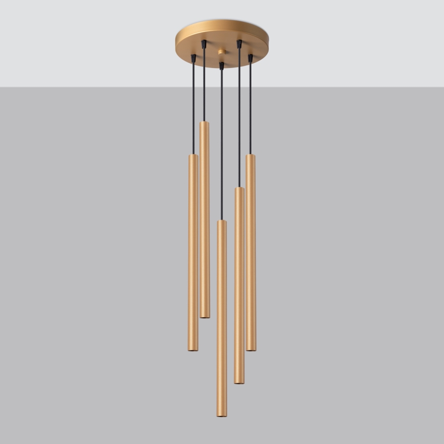 Hängeleuchte an Schnur PASTELO 5xG9/8W/230V golden