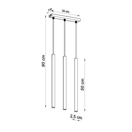 Hängeleuchte an Schnur PASTELO 3xG9/8W/230V golden