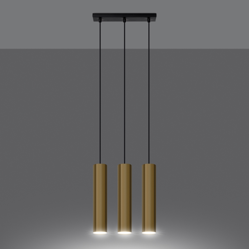 Hängeleuchte an Schnur LAGOS 3xGU10/10W/230V golden