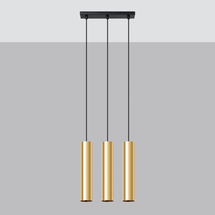 Hängeleuchte an Schnur LAGOS 3xGU10/10W/230V golden