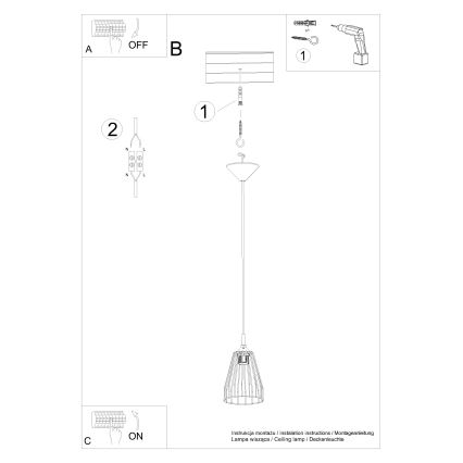 Hängeleuchte an Schnur LEYO 1xE27/15W/230V schwarz