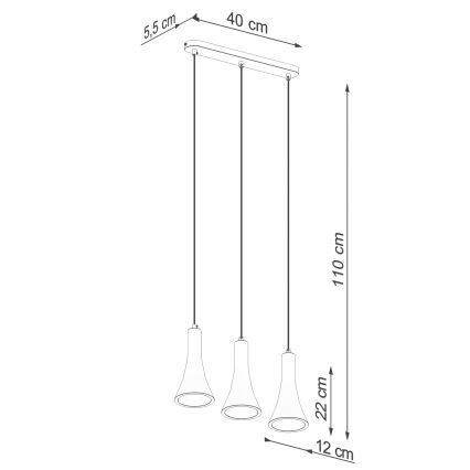 Hängeleuchte an Schnur REA 3xE14/12W/230V Beton