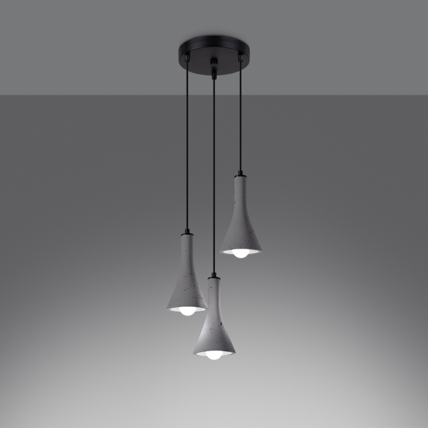 Hängeleuchte an Schnur REA 3xE14/12W/230V Beton