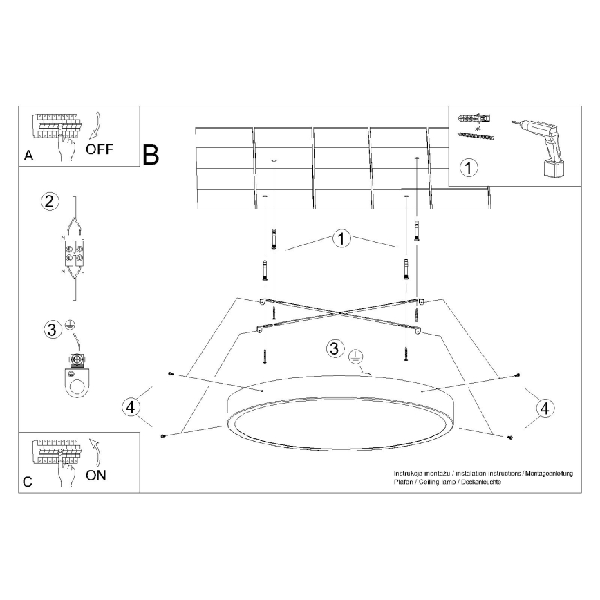 LED-Deckenleuchte ONYX LED/32W/230V Ø 40 cm schwarz