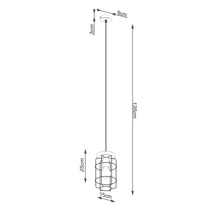 Hängeleuchte an Schnur GOTTO 1xE27/15W/230V schwarz/Buche