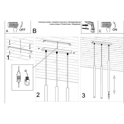 Hängeleuchte an Schnur PASTELO 3xG9/8W/230V Buche