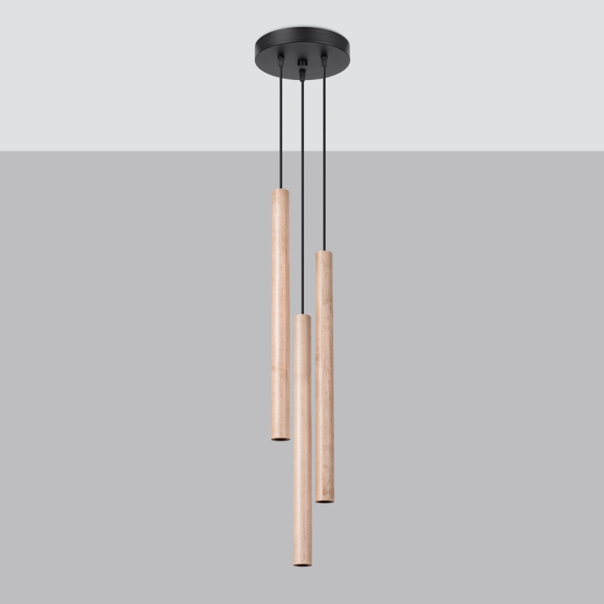 Hängeleuchte an Schnur PASTELO 3xG9/8W/230V Buche